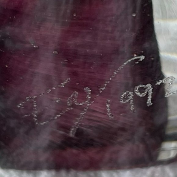 Handblown Glass Art Paperweight Pink Turquoise Burgundy Signed & Numbered - Picture 8 of 9